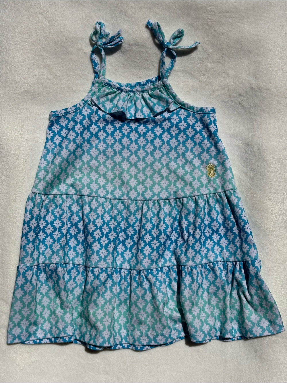Tommy Bahama Blue & Aqua Patterned Girls' Tie-Shoulder Dress